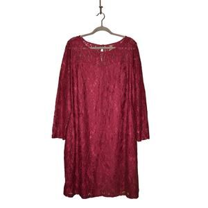JESSICA LONDON $120 Plus Size Stretch Lace Shift Dress Berry Twist 18W